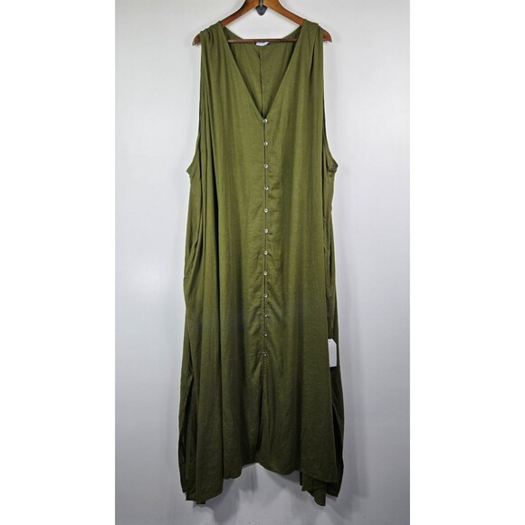 Universal Standard Women's 4XL Islet Linen Blend Maxi Dress Green NWT - Picture 1 of 10